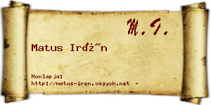 Matus Irén névjegykártya
